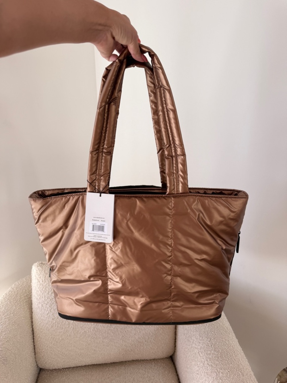 Calpak Luka Expandable Laptop Tote in bronze